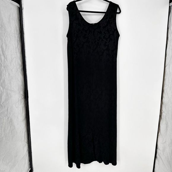 Spencer Alexis Maxi Dress Black Sleeveless Rayon Jacquard Long 1X Black Evening - Picture 8 of 11